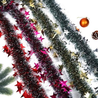 China Christamas Home Decoration Factory Wholesale 2m Metallic PVC Film Christmas Braid With Star for sale