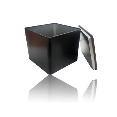 China Recycled Materials Black Transparent Lacquer Printed Tin Can Packing Box for sale