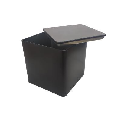 China Recycled Matted Materials Finish Coating Tinplate Can Black Tea Box Square Tin Box for sale