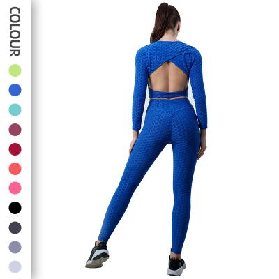 China Breathable European American yoga wear women plus size fitness pants leisure sports yoga suit for sale