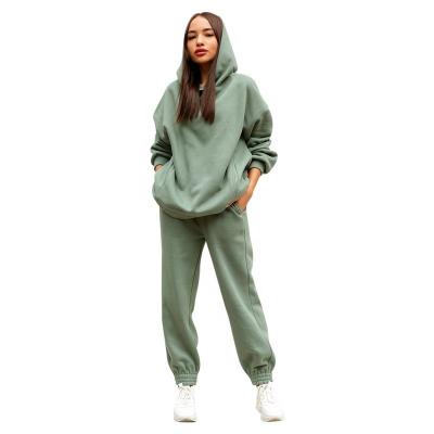 China Autumn And Winter New Arrival Design Breathable Casual Sports Solid Color 2 Piece Women Winter Tracksuit Tops And Pants Sports Sweatsuit Set for sale