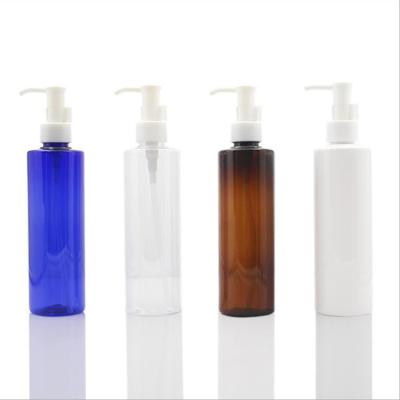 China BEAUTY PACKAGING 240ml 8oz BPA Free PET Plastic Cylinder Pump Bottles For Oil Makeup Cleansing Lotion for sale