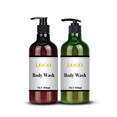 China Eco-friendly 500ml 16oz Empty PET Body Wash Soap Plastic Round Pump Bottles for sale