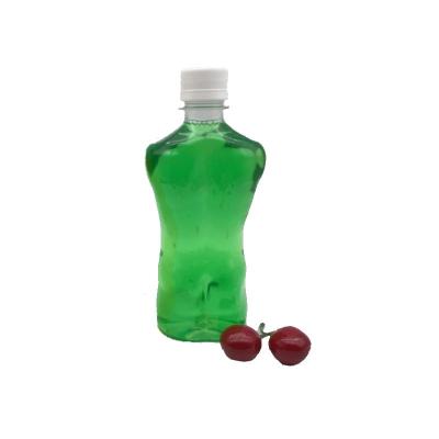 China Male Beverage 350ml Body Shaped Juice Soda Water Plastic Bottle With Straw Cap for sale