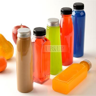 China 280ml Viable 10oz BAP Free Disposable Clear Plastic Empty Round Juice Bottle With PP Cover for sale