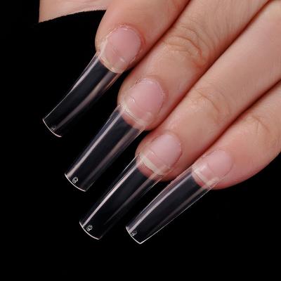 China Flexibility in Full Cover ABS Half Square Nail Tips BTArtbox 500Pcs No C Curve Clear Fake Nails Wholesale Coffin Nails for sale