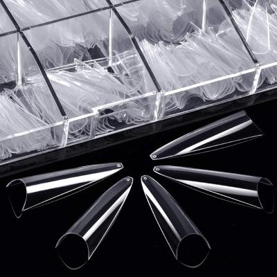 China BTArtbox Flexibility Private Label 500Pcs ABS 2XL Stiletto Nail Tips Acrylic Nails C Curve XXL Form Clear Half Cover False Nails for sale