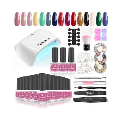 China BTArtbox Long Lasting Nail Gel Polish Kit 15 Colors Glitter Nail Art Gel Polish Set With Nail Tools LBS-CYZ-03 for sale