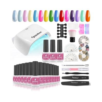 China BTArtbox Collection 15 Colors Pro Soak Off Kit Manicure Gel Nail Polish Set Nail UV Gel Polish With Top Coat Base Coat LBS-JYJ-32 for sale