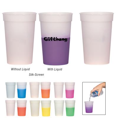 China Eco-friendly custom 16 oz. Temperature Color Changing Mug Mood Stadium Mug For Single Wall Party Plastic Drink for sale