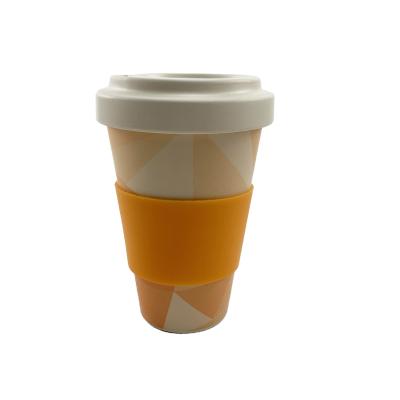 China Sustainable 100% Natural Biodegradable Eco Friendly Bamboo Fiber Mug With Lid Bamboo Coffee Mug for sale