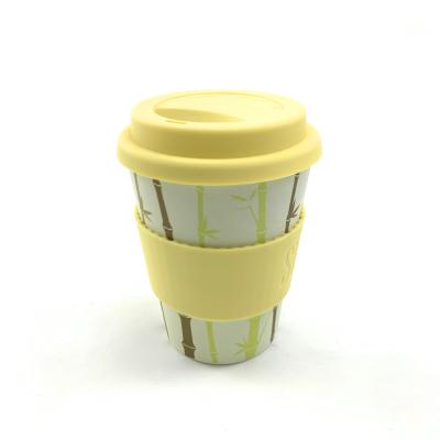 China Sustainable Promotional Gift Custom Printed Bamboo Fiber Chest Mug With Lid Made Of Bamboo for sale