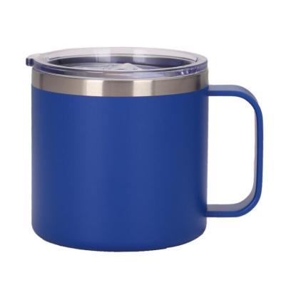 China Office Viable Mug 304 Stainless Steel Double Layer Vacuum Color Spray Mug American Handle 14oz Coffee Mug for sale