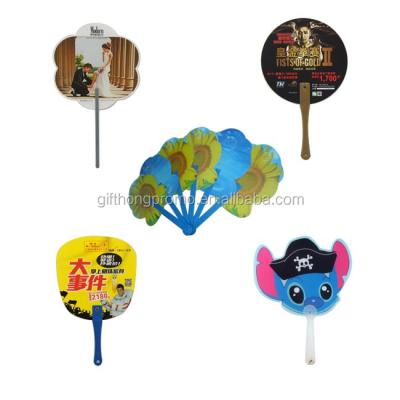 China Europe cheap give away custom logo branded pp plastic hand fan for advertising promotional gift for sale