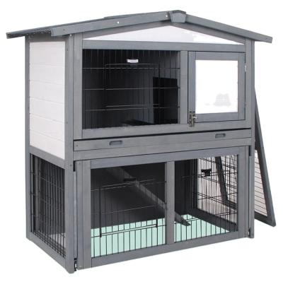 China Breathable Outdoor Rabbit Pet House Wooden House With Pull Out Fence Tray for sale