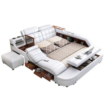 China Adjustable Multifunctional Modern Smart Bedroom Furniture Leather Bed (Other) for sale