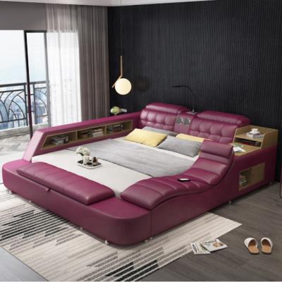 China Adjustable Leather Multifunctional Large Bed Smart Bedroom Leather Bed (Other) Bedroom Bed for sale