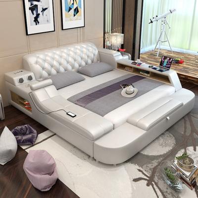 China Luxury Modern King Size Adjustable Smart Massage Bed Leather Bedroom Bed (Other) for sale