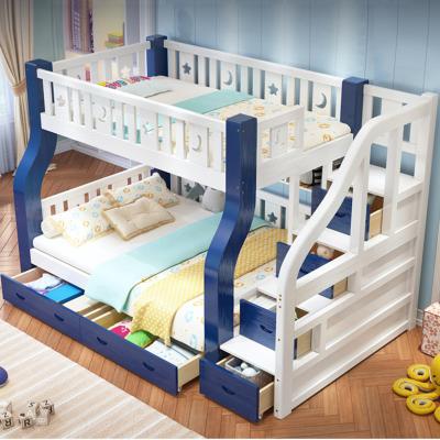 China Factory new style solid wood European solid wood children's bed with wardrobe and slide children's bunk bed for sale