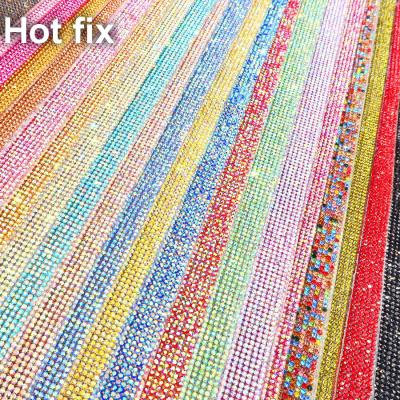 China Colored Hot Glass Flatback Fix SS6 2mm Full Crystal Rhinestones Beaded Bandage Sheet Mesh for sale