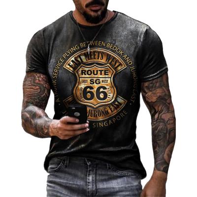 China Summer Mens Anti-Pilling T-shirts Custom Vintage Short Sleeve Letters Printed O-Collar T-Shirts for sale