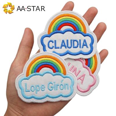 China Handmade Rainbow Design Custom Iron On Embroidery Patch Badge For Apparel for sale