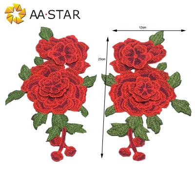 China Handmade custom iron on/sew on rose patches embroidery applique for dress jeans for sale