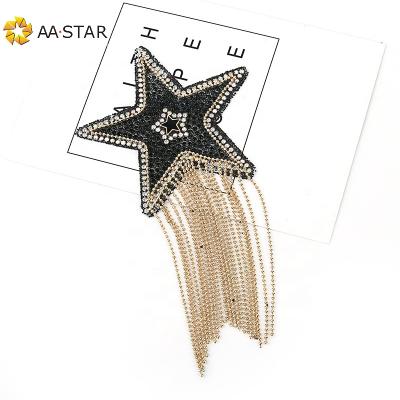 China Fancy viable star shape beaded crystal rhinestone hotfix applique patches iron on garment for sale