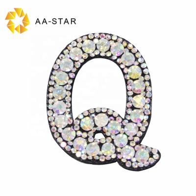 China Letter AB Design Viable Crystal Rhinestone Patch For Apparel for sale