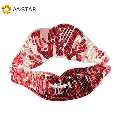 China Other Hot Sale Iron On Custom Sequin Lip Patch Patches For Clothing for sale