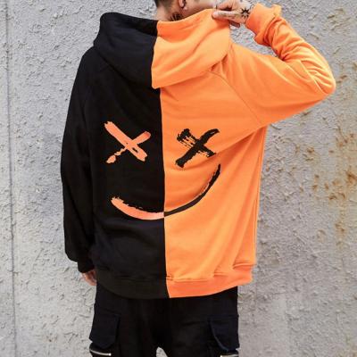 China Fashion QUICK DRY Smiley Print Patchwork Color Block Men Women Pullover Hoodies Streetwear Unisex Sweatshirt for sale