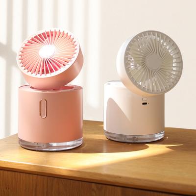 China USB Rechargeable Mini Desktop Folding Fan Humidifier Portable Rechargeable Shake Fan Mist Water Spray Head Water Cooling Colorful Night Spray with Night Light for sale