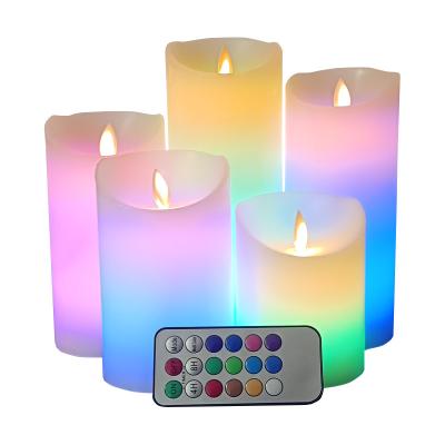 China Birthdays Electric Candel Discoloation LED Candle Wick Remote Control Swing Palm Wax Remote Control Pillar Candle Concert Vex for sale