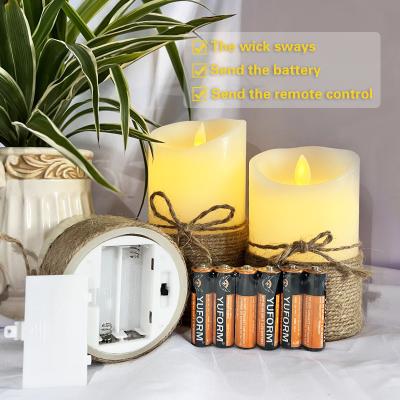 China Birthdays AA Battery Swing Wick Electronic Handmade Rope Led Candle Light Lamp Simulation Paraffin Led Pillar Wax Candel Led Lights Candle for sale