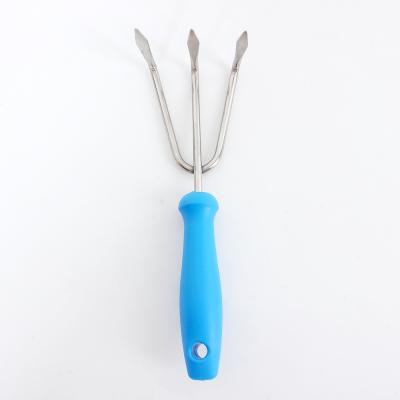 China Garden Rake Mini Size Steel Teeth pp Plastic Garden Tool Leaf Weeding Rake With Handle for sale