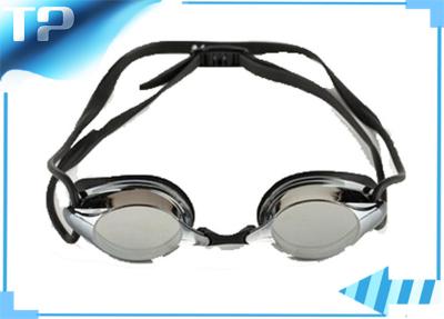 China Black Clear Mens Swimming Goggles / Professional Swim Glasses With Silicon Strap for sale