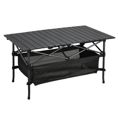 China Modern Portable Folding Aluminum Table Outdoor Picnic Table with Large Capacity Storage Table Top Can Be Rolled Up for sale