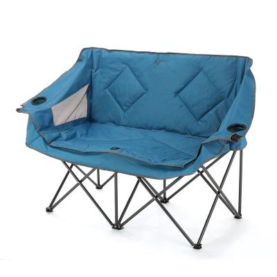 China Modern Factory Direct Sale OUTDOOR Portable Folding Double Duo Camping Chair Padded Seats & Armrests for sale