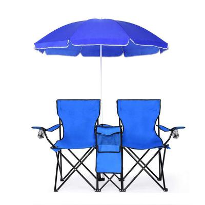 China Modern Hot Folding Picnic Chair, Double Outdoor Beach Chairs with Umbrella and Mini Table, Easy to Carry and Storage for sale