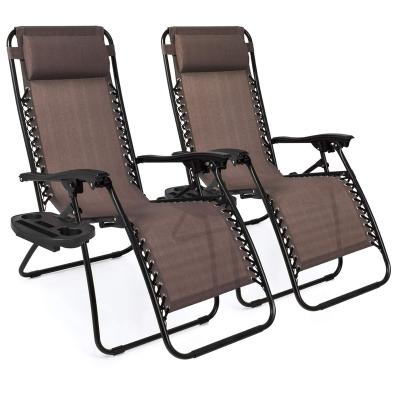 China Easy-carrying Wholesale Prices Adjustable Steel Mesh Zero Gravity Lounge Chair Recliner, Outdoor Lounge Chair With Pillow And Cup Holder Tray for sale