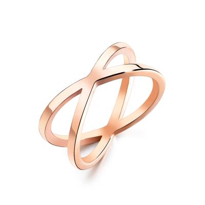 China Latest Design Stainless Steel Fashion Rose Gold Stainless Steel Infinity Ring For Women for sale