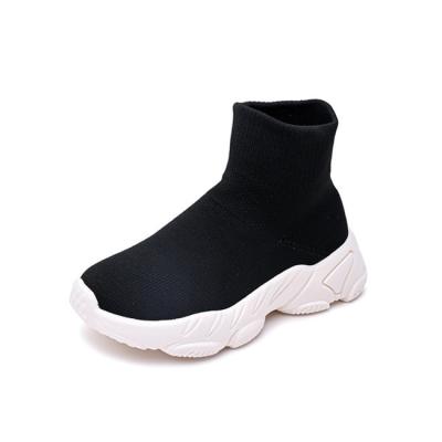 China Casual boys girls socks plain sneakers other black white kids high top kids school shoes kids for sale