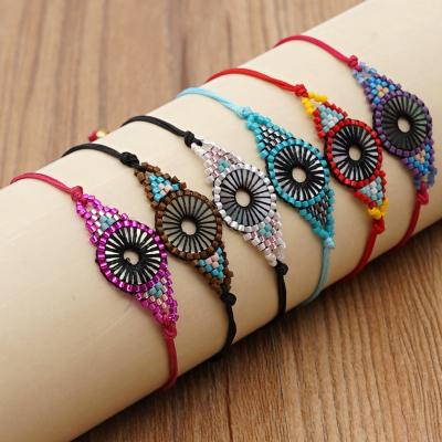 China Geometric Bohemian Handmade Adjustable Jewelry Miyuki Seed Beads Braided Bracelet For Women for sale