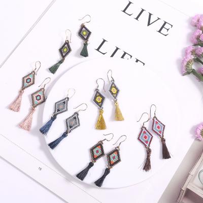 China Simple Handmade Earring Drop Tassel Earring Miyuki Delica Long Seed Bead Earring Creative Jewelry for sale