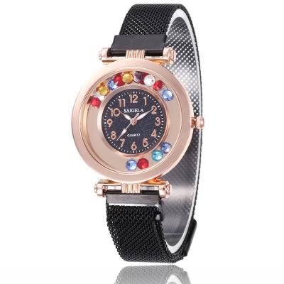 China Hot Sale TW424 Day/Date Flow Rhinestone Luxury Women Watches Quartz Casual Ladies Watch Sky Magnetic Dial for sale