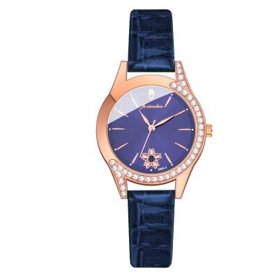 China Elegant China Flower Ladies Watch LW603 Diamond Inlay Dial Women Leather Luxury Quartz Watches Day/Date One for sale