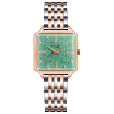 China Latest Fashion TW856 Day/Date Square Rhinestone Women's Watch Steel Quartz Silver Watches Ladies for sale