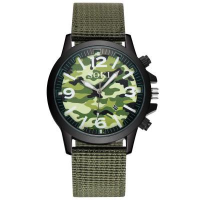 China Hot Sale OW037 Full Calendar Nylon Canvas Strap Fashion Camouflage Dial Mens Military Sports Wrist Watch Hand Watch for sale