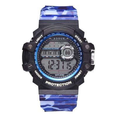 China New Camouflage Chronograph SW110 Strap Silicone Mens Military Digital Male Watches LED Sport Watch Block Tangan for sale