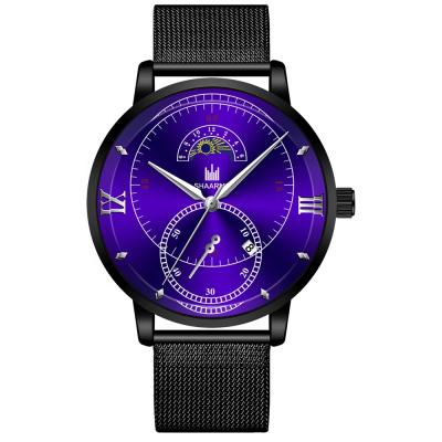 China Full Calendar TW897 Hot Rome Luxury Creative Face Wristwatches Men Class Mesh Strap Black Men's Business Watch for sale